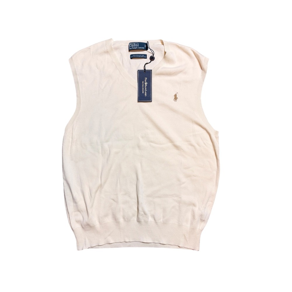 Polo Ralph Lauren‎ Pima Cotton Sweater Vest Mens Large Cream